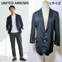 ユナイテッドアローズ テーラードジャケット 紺 L 七分袖 コットン メンズ