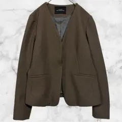 グリーンレーベルリラクシング ノーカラージャケット ブラウン ストレッチ 38のサムネイル