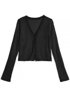 GRL シアーリブニットショート丈カーディガン sd071