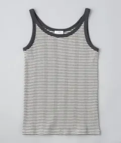 【新品タグ付】coen タンクトップ ノースリーブ アカラコットンマルチボーダー