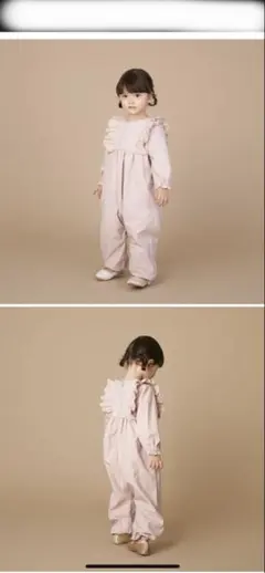 プティマイン　プレイウェア　フリル付きピンクジャンプスーツ S