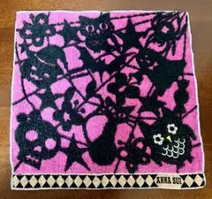 ANNA SUI アナスイ タオルハンカチ フクロウ 猫 オバケ 蝶 ピンク 黒