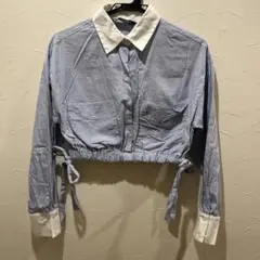 【最終販売！！】ストライプ クロップドシャツ 長袖