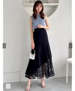 GRL シアーチェック柄アシンメトリースカート　ask75