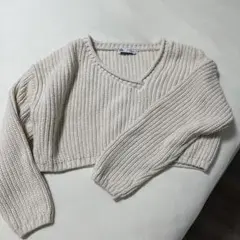 ZARA アイボリー クロップドニット