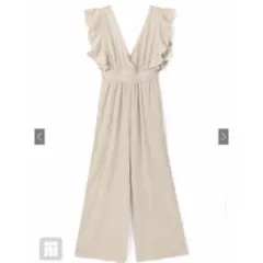 vネックラッフルワイドオールインワン　gm588