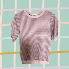格子模様 ニット 半袖　レディース