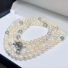 7連✨本真珠 ベビーパールネックレス 2.3-2.8mm シルバー刻印 42cm 7連✨本真珠 ベビーパールネックレス 2.3-2.8mm シルバー刻印 42cm