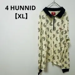 美品 4 HUNNID ポロシャツ 【XL】 ペイズリー 黄色 コーデュロイ