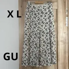 GU 花柄フレアガウチョパンツ　X L 大きいサイズ