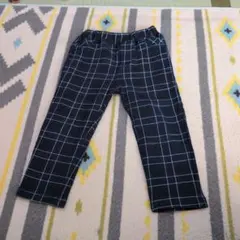 ネイビー系チェック柄長ズボン 95cm