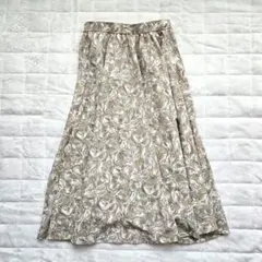 ​Lucile フレア ロングスカート 総柄 ベージュ M 大人カジュアル
