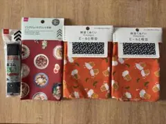 《4点セット》綿混てぬぐい2枚　インクジェットプリント生地　織ゴム