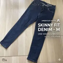 アメリカンホリック スキニーフィットデニム M ワンウォッシュ ストレッチ 美品