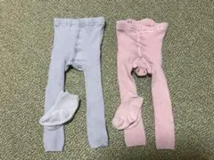 リブ編みベビーレギンスセット（ライトブルー・ピンク）