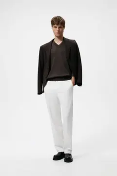 【ZARA】テクスチャーニット　Vネック　ブラウン