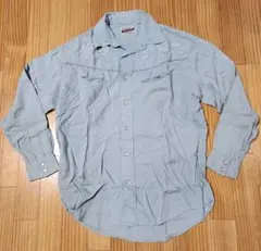 「Wrangler/ラングラー」ライトブルーのレーヨンウエスタンシャツ Mのサムネイル