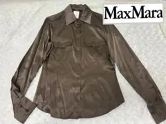 MaxMara シルク 長袖ブラウス ブラウン M マックスマーラ