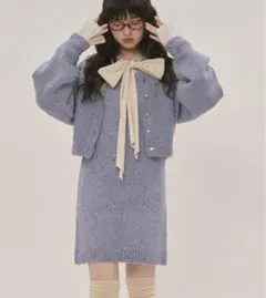 【最終値下げ】loin nuit スパンコールニット セットアップ ブルー　新品