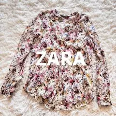 ZARA WOMAN 花柄 シフォンブラウス　長袖シャツ S