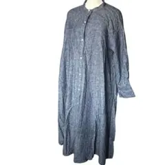 美品】麻100% シャツワンピース リネンシャツ カジュアル イエロー 