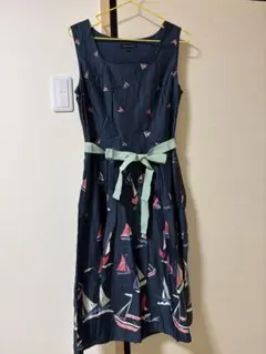 LAURA ASHLEY ヨット柄 ノースリーブワンピースのサムネイル