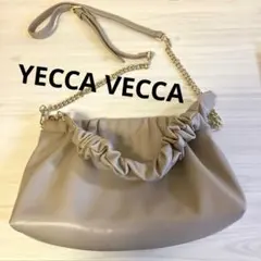 YECCA VECCA フリルデザイン ベージュ ショルダーバッグ