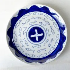 新品 ベトナム バッチャン焼き 魚柄 丸皿のサムネイル