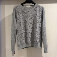 earth music&ecology グレー レースニット 長袖