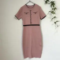 超美品✨dazzy store F リブニットワンピース ピンク 半袖 金ボタン