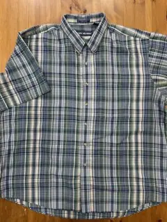 VAN HEUSEN 半袖シャツ XXL グリーン系チェック