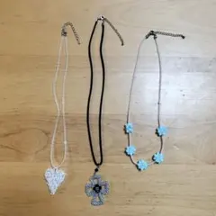 【まとめ売り】ハンドメイド　ビーズネックレスセット 3本