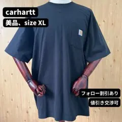 美品　カーハート　半袖　Tシャツ　ポケT　黒　無地　ロゴ　XL　古着　90s