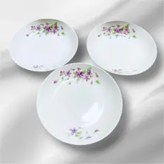 花柄 皿 3枚セット スミレ柄　 食器 昭和レトロのサムネイル