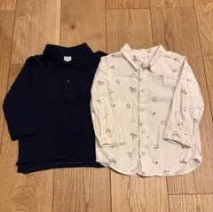 着画あり H&M ボタンシャツ　ポロシャツ　ベビー　子供服80 90 無地　総柄