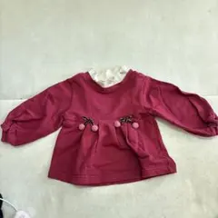 アプレレクール　フリル襟 赤　ハイネックトップス　トレーナー　80 女の子