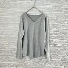 新品・未使用　アンティカ 綿100％ Vネック長袖カットソー S グレー
