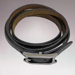 GUCCI グッチ 2連ブレスレット バングル レザー プレート 925 黒