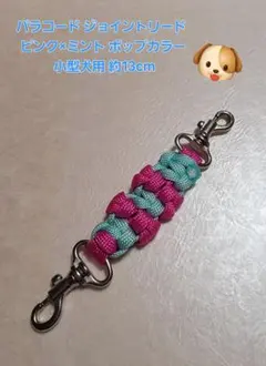 パラコード ジョイントリード ピンク×ミント ポップカラー 小型犬さん用　37