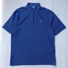 NIKE golf 半袖　ハーフジップ　tシャツ ロゴ刺繍　ストライプ　古着