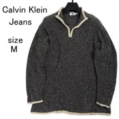 カルバンクライン Jeans ハーフジップ ニット M コットン ペルー製