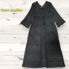 Sara Mallika サラマリカ カシュクールワンピース 麻混 黒 フリー Sara Mallika サラマリカ カシュクールワンピース 麻混 黒 フリー