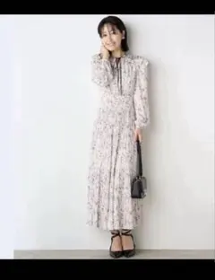 CELFORD プリーツデザインプリントワンピース