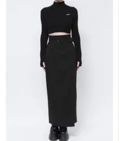 EMODA ハイウエストベルトロングスカート 黒