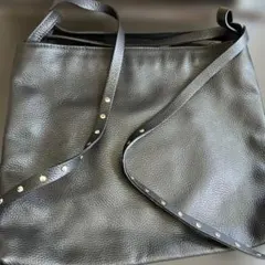 ear PAPILLONNER黒レザー2wayバッグ スタッズ付き