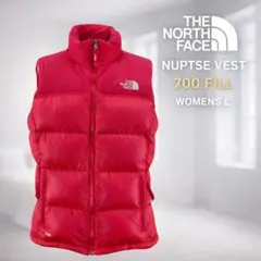 【THE NORTH FACE】ヌプシダウンベスト レッド WOMEN L 90