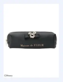 完売品Maison de FLEUR 黒 リボン装飾 ミッキー装飾筆箱