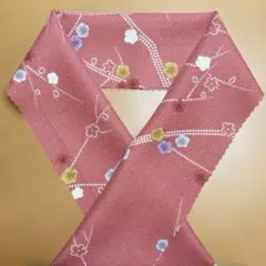 半衿/半襟　化繊　うめ／ピンク　解き着物　着物リメイク　ハンドメイド