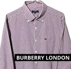 BURBERRYLONDON M L 長袖 ギンガムチェック 長袖 紫 シャツ