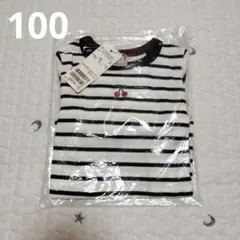 新品 petitmain さくらんぼ ボーダー トップス 長袖 ロンT 100